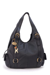 Catwalk Collection Handbags - Women's Large Leather Shoulder Bag - ALEX - Black